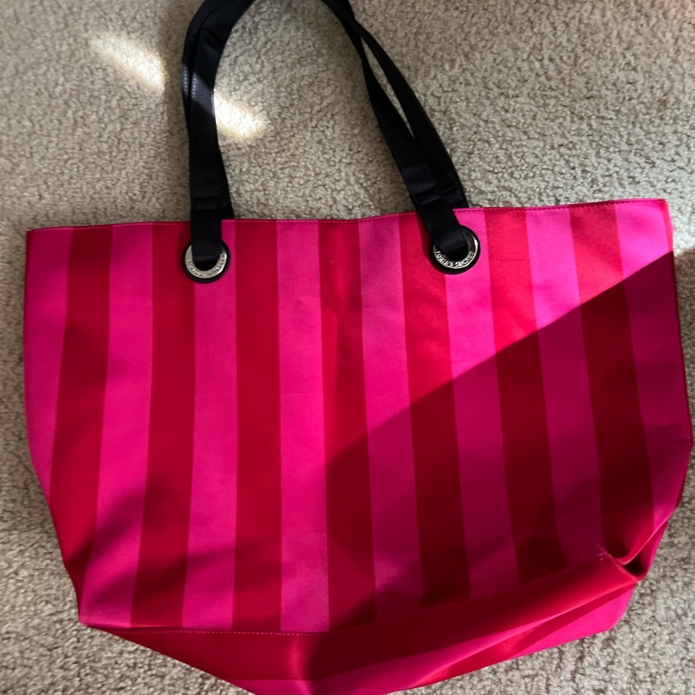 Victoria secret red and pink bedazzle tote bag gym bag weekend bag travel bag
